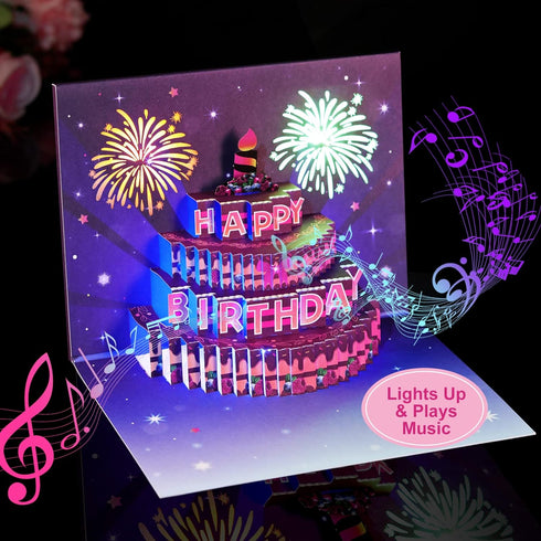 3D Pop Up Birthday Gift Card with Light and Music
